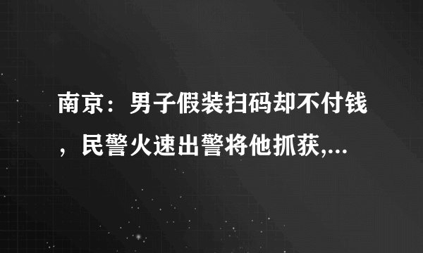 南京：男子假装扫码却不付钱，民警火速出警将他抓获, 你怎么看？