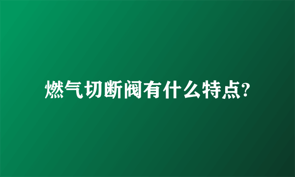 燃气切断阀有什么特点?