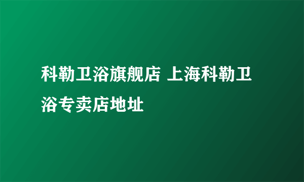 科勒卫浴旗舰店 上海科勒卫浴专卖店地址