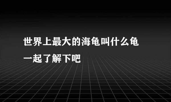 世界上最大的海龟叫什么龟 一起了解下吧