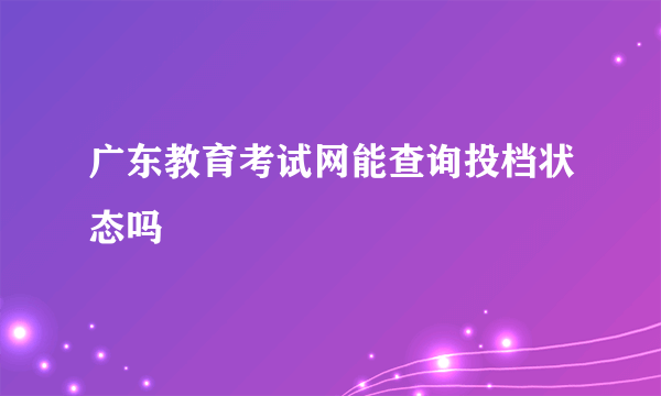 广东教育考试网能查询投档状态吗