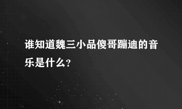 谁知道魏三小品傻哥蹦迪的音乐是什么？