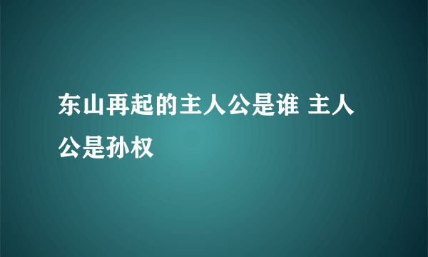 东山再起的主人公是谁 主人公是孙权