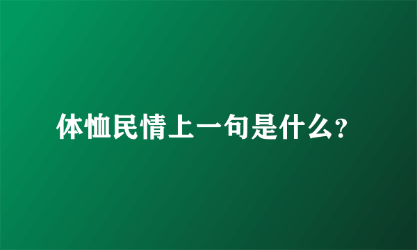 体恤民情上一句是什么？