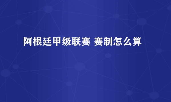 阿根廷甲级联赛 赛制怎么算