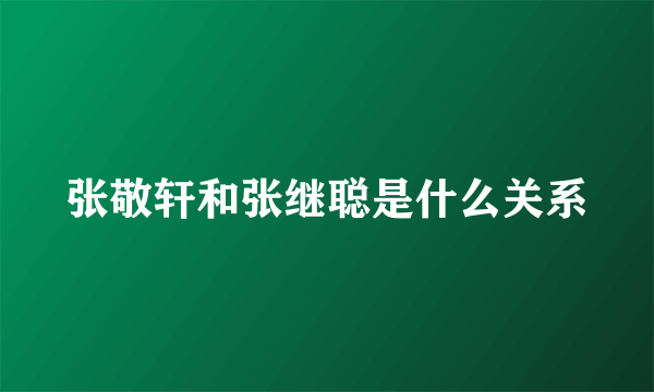 张敬轩和张继聪是什么关系