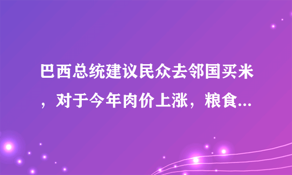 巴西总统建议民众去邻国买米，对于今年肉价上涨，粮食价格上涨你怎么看？