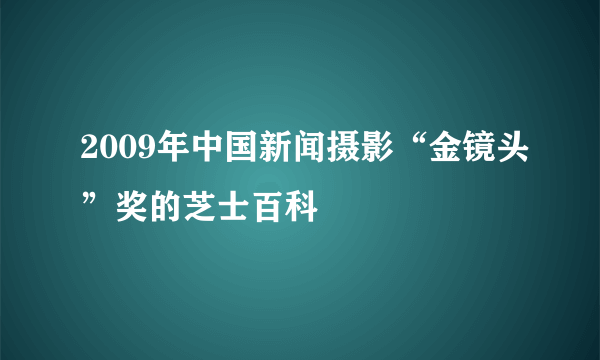 2009年中国新闻摄影“金镜头”奖的芝士百科