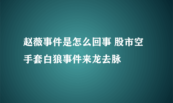 赵薇事件是怎么回事 股市空手套白狼事件来龙去脉