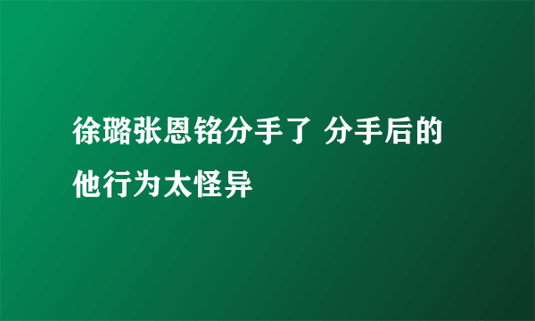 徐璐张恩铭分手了 分手后的他行为太怪异