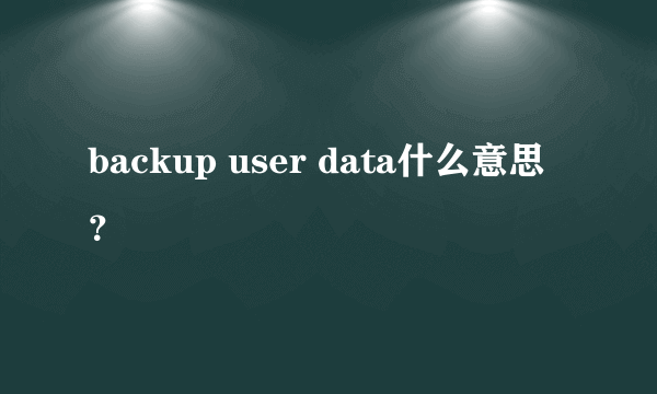 backup user data什么意思？