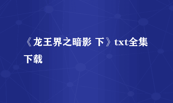 《龙王界之暗影 下》txt全集下载