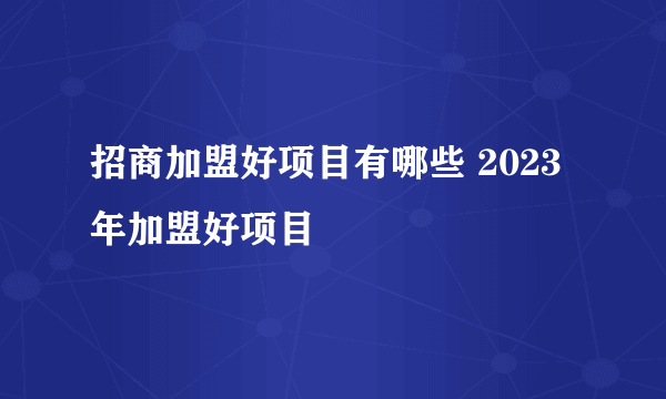 招商加盟好项目有哪些 2023年加盟好项目