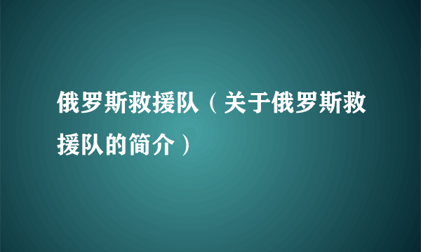 俄罗斯救援队（关于俄罗斯救援队的简介）