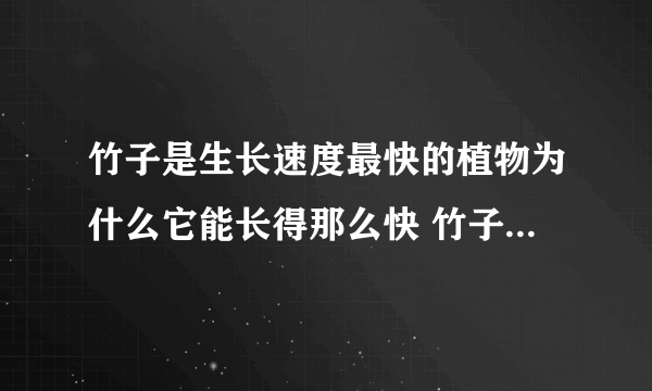 竹子是生长速度最快的植物为什么它能长得那么快 竹子快速生长是什么原因