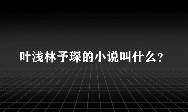 叶浅林予琛的小说叫什么？