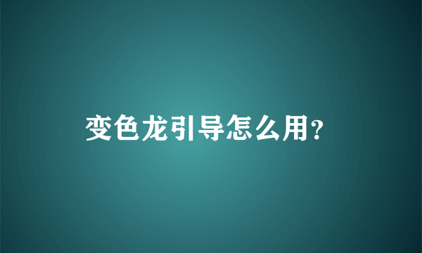 变色龙引导怎么用？