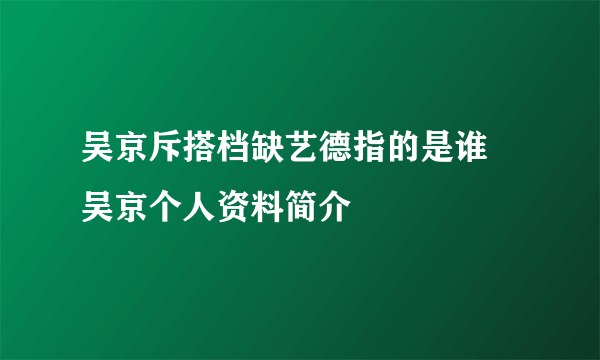 吴京斥搭档缺艺德指的是谁 吴京个人资料简介