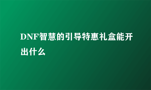 DNF智慧的引导特惠礼盒能开出什么