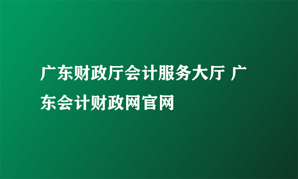 广东财政厅会计服务大厅 广东会计财政网官网