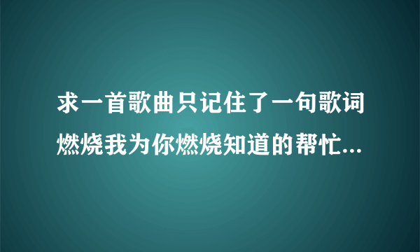 求一首歌曲只记住了一句歌词燃烧我为你燃烧知道的帮忙找一下谢谢？