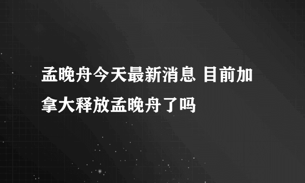 孟晚舟今天最新消息 目前加拿大释放孟晚舟了吗