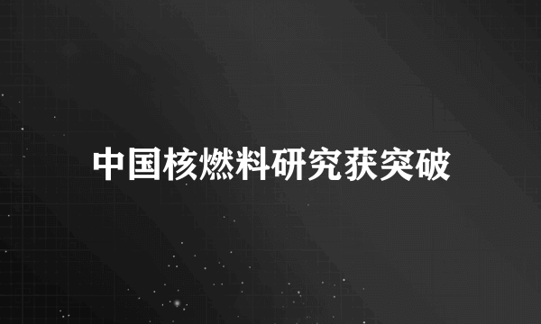 中国核燃料研究获突破