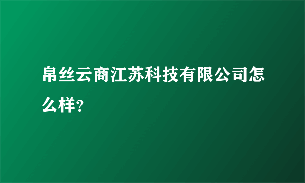 帛丝云商江苏科技有限公司怎么样？