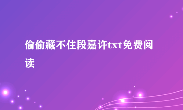 偷偷藏不住段嘉许txt免费阅读