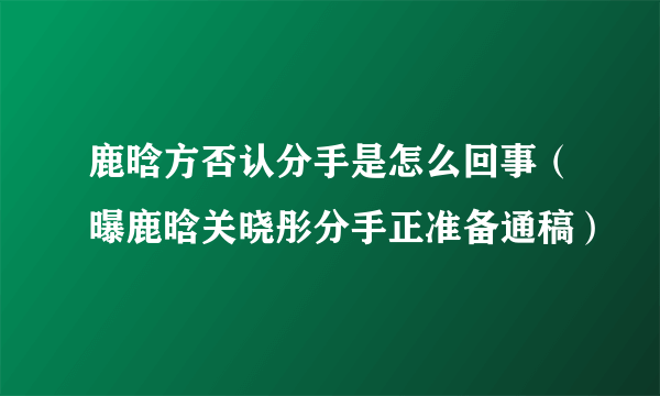 鹿晗方否认分手是怎么回事（曝鹿晗关晓彤分手正准备通稿）