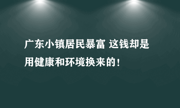 广东小镇居民暴富 这钱却是用健康和环境换来的！