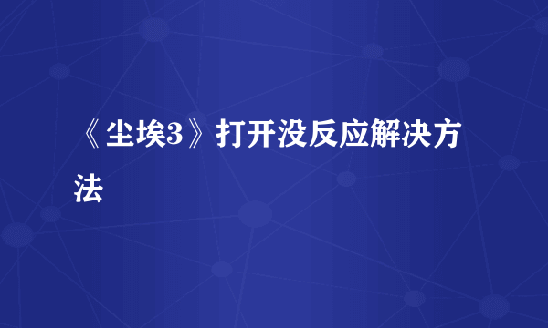 《尘埃3》打开没反应解决方法