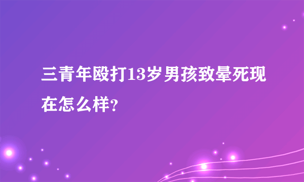 三青年殴打13岁男孩致晕死现在怎么样？