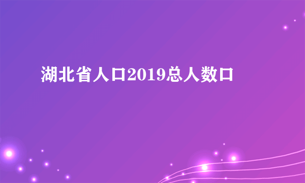 湖北省人口2019总人数口