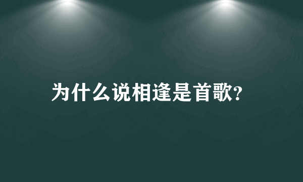 为什么说相逢是首歌？