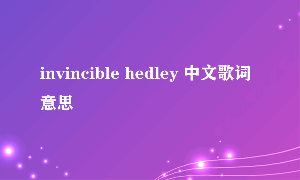 invincible hedley 中文歌词意思