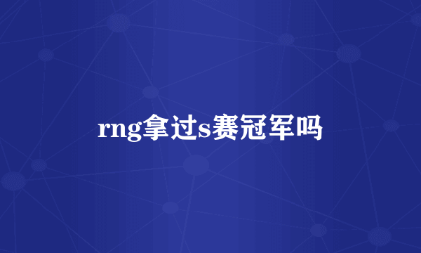 rng拿过s赛冠军吗