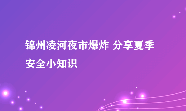 锦州凌河夜市爆炸 分享夏季安全小知识