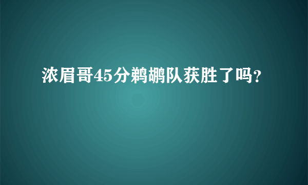 浓眉哥45分鹈鹕队获胜了吗？