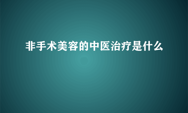 非手术美容的中医治疗是什么