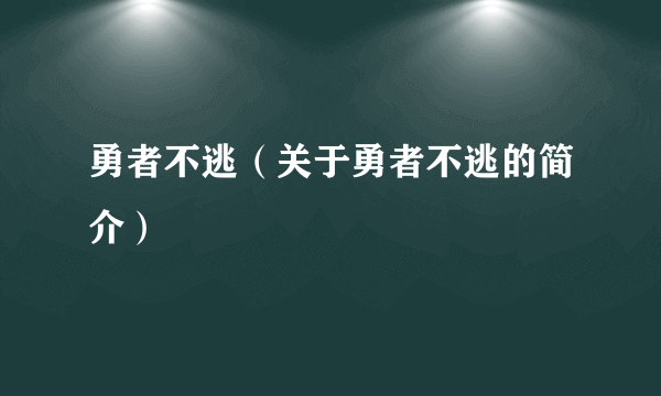 勇者不逃（关于勇者不逃的简介）