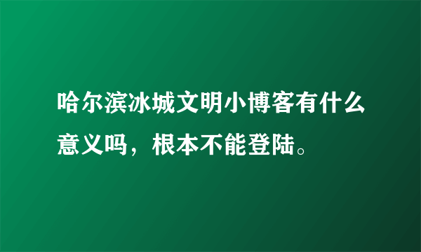 哈尔滨冰城文明小博客有什么意义吗，根本不能登陆。