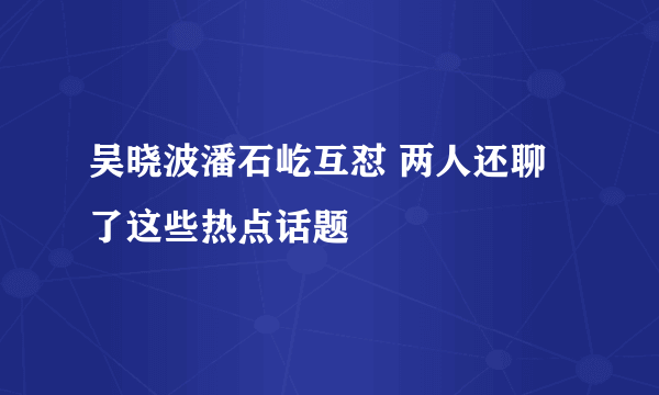 吴晓波潘石屹互怼 两人还聊了这些热点话题