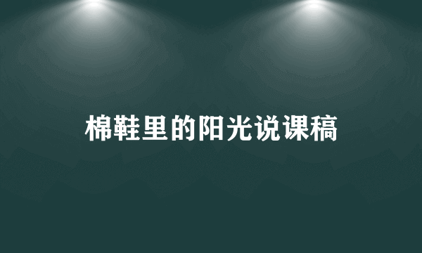 棉鞋里的阳光说课稿