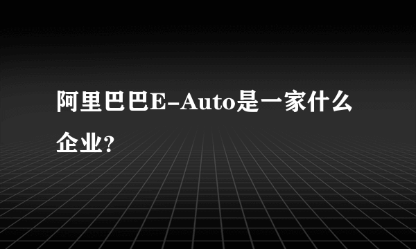 阿里巴巴E-Auto是一家什么企业？