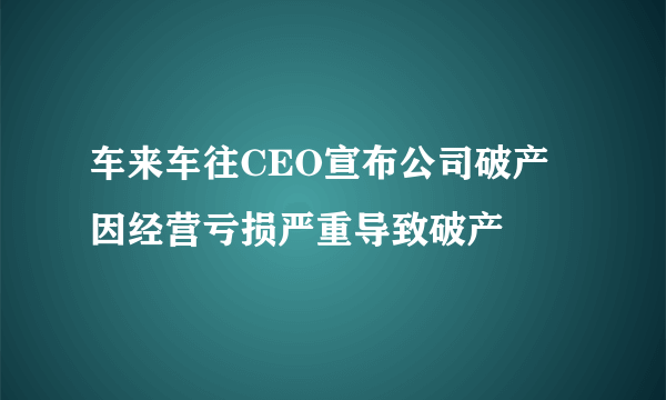 车来车往CEO宣布公司破产 因经营亏损严重导致破产