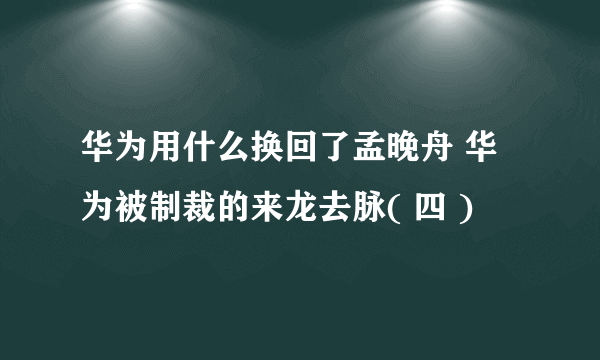 华为用什么换回了孟晚舟 华为被制裁的来龙去脉( 四 )