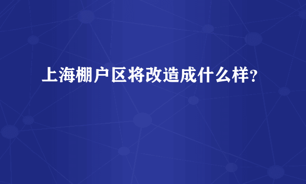 上海棚户区将改造成什么样？