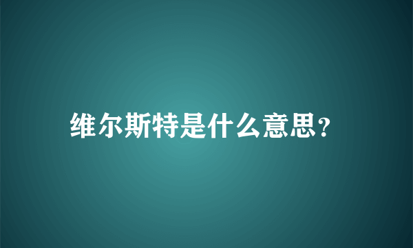 维尔斯特是什么意思？