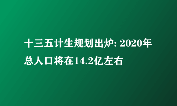 十三五计生规划出炉: 2020年总人口将在14.2亿左右